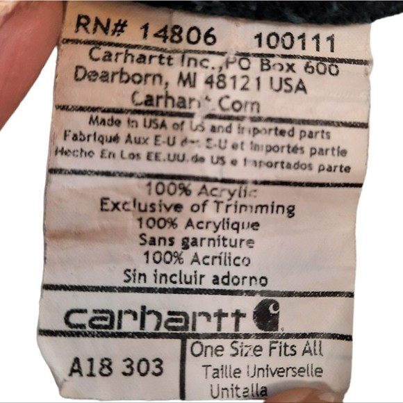 Carhartt Hat Beanie Dark Heather Green Unisex Made in USA Winter - Picture 9 of 9